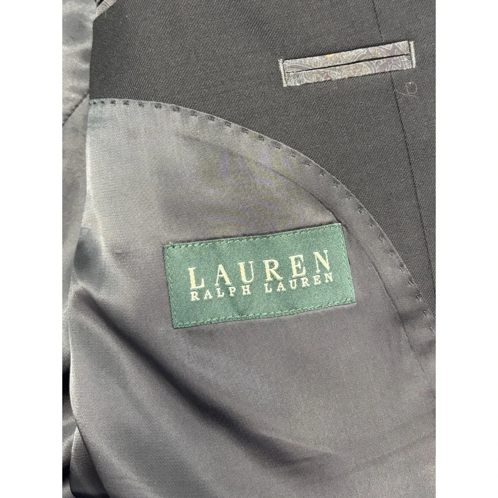 Ralph Lauren 46L Black Blazer Jacket Sport Suit Coat All Season Wool Two Button